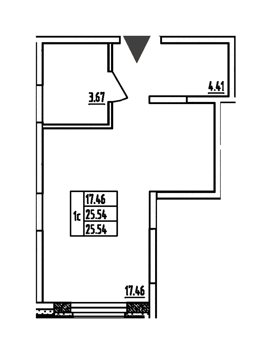 Квартира студия 25.54 м², 11/13 эт., Апарт-отель «Zoom Черная речка»